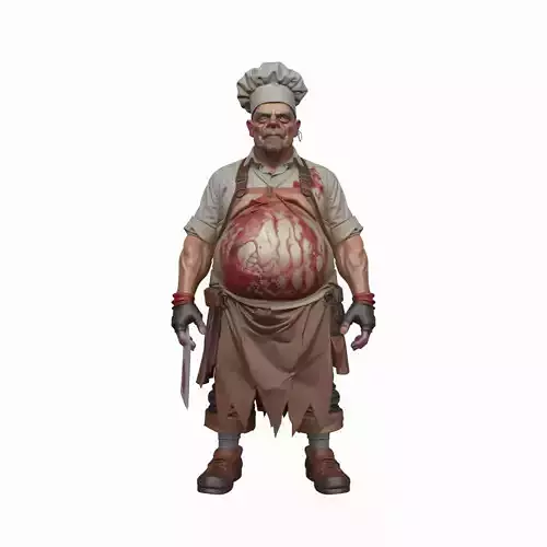 Highly Detailed 3D Model of Plump Decayed Undead WoW Chef