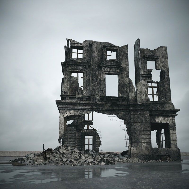 destroyed building 099 am165 3D model_1