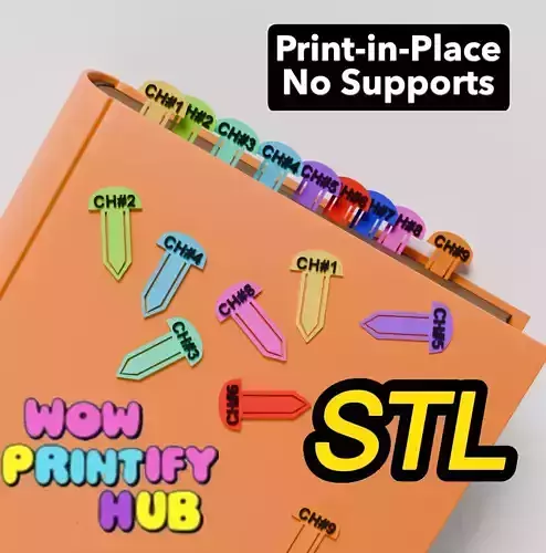 Chapter Marker Bookmark Set STL Print-in-Place Page Divider