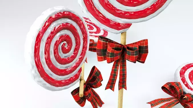 Christmas Candy Spiral Lollipop 3D Model