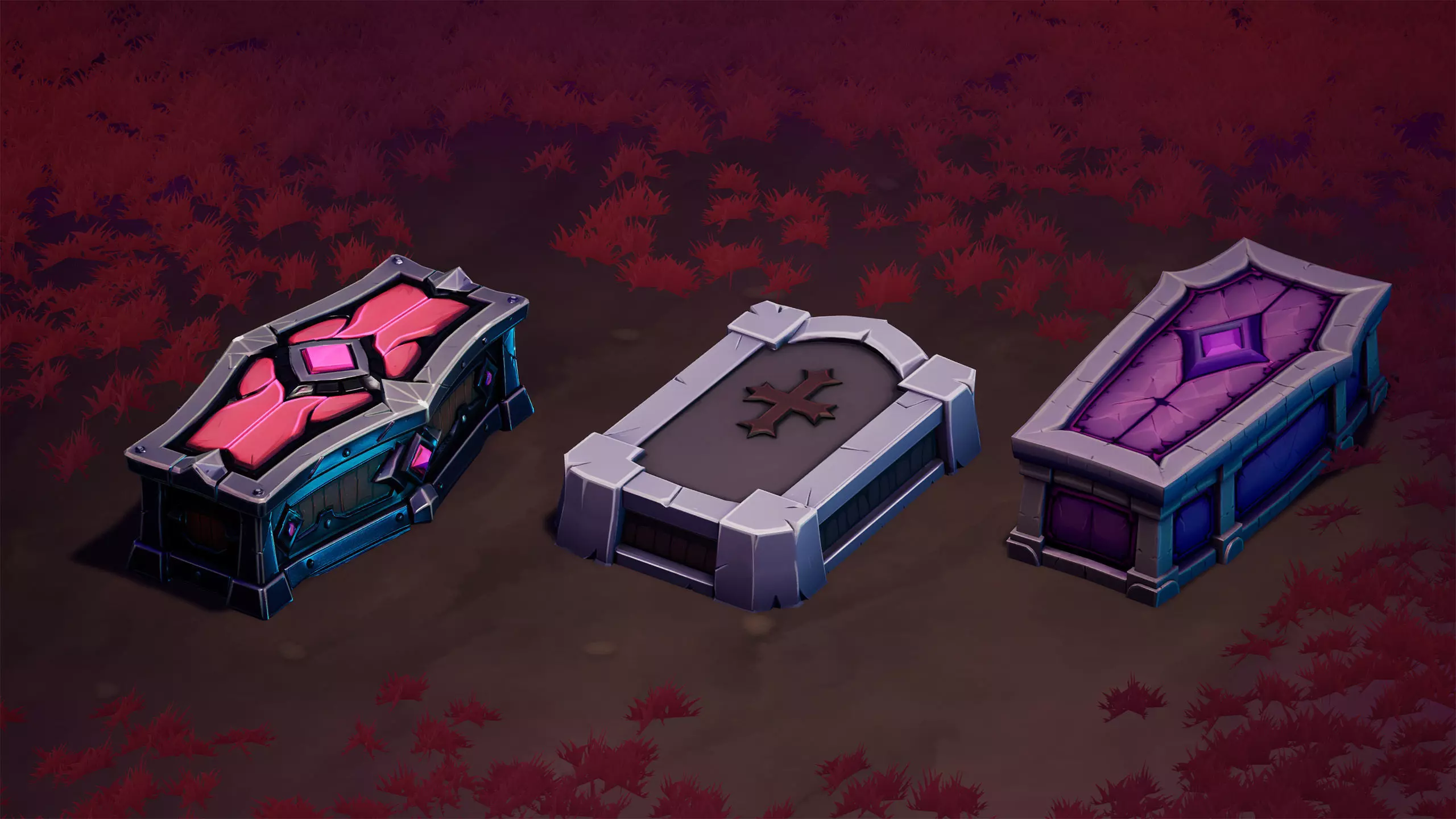 48 Stylized Coffin Pack - Lowpoly and Gameready - FBX and UE Low-poly 3D model_11