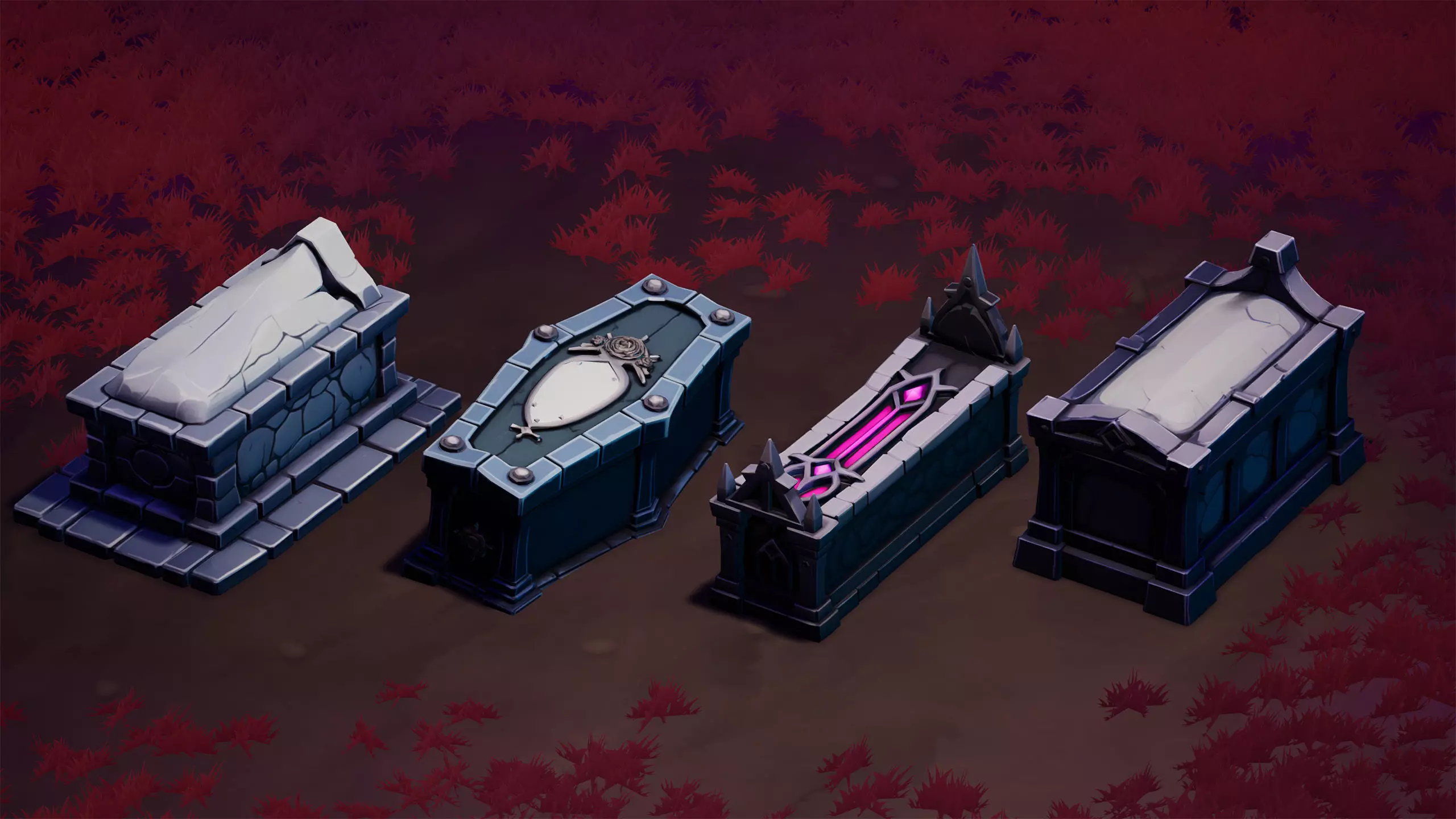 48 Stylized Coffin Pack - Lowpoly and Gameready - FBX and UE Low-poly 3D model_14