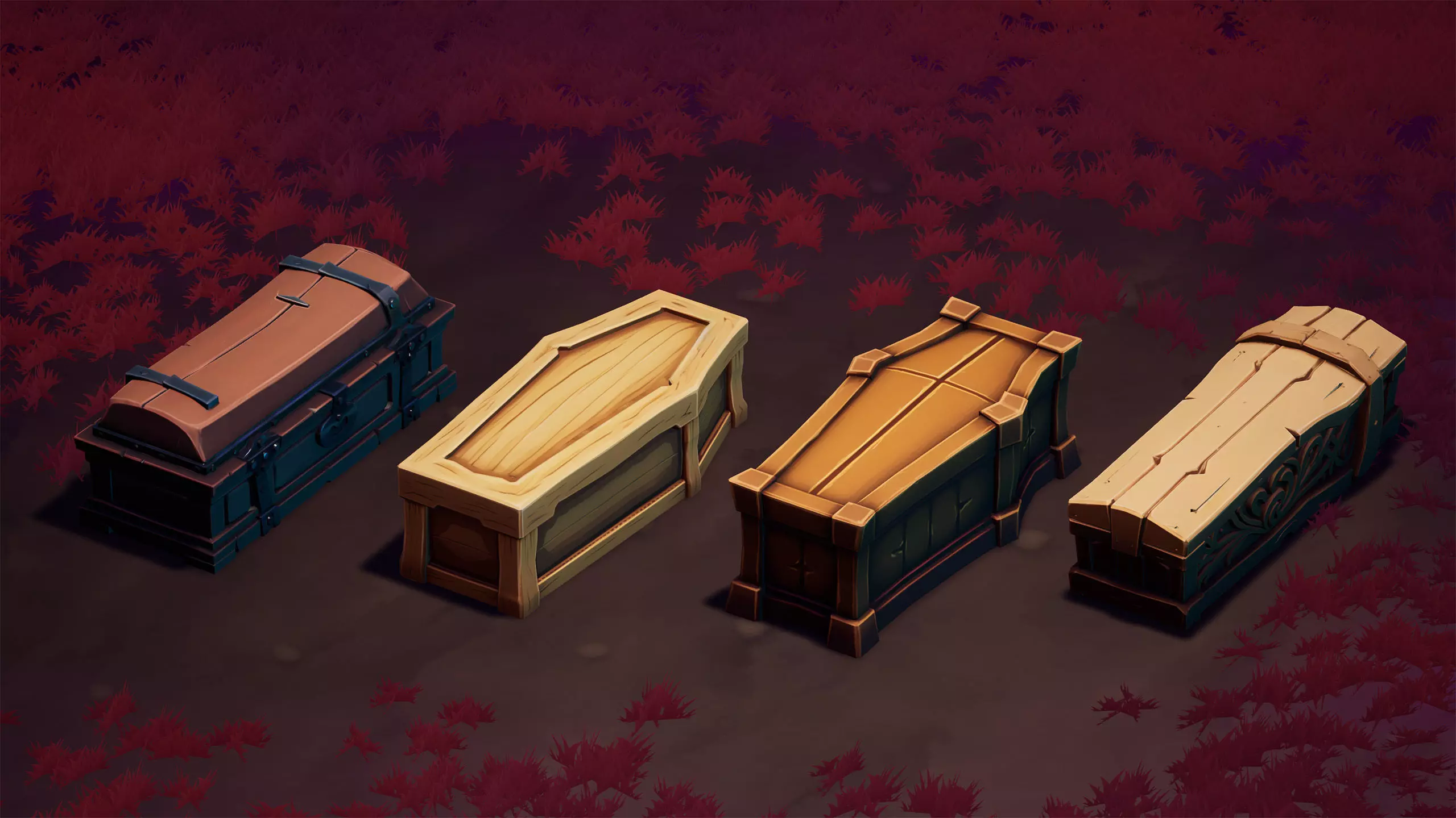 48 Stylized Coffin Pack - Lowpoly and Gameready - FBX and UE Low-poly 3D model_17