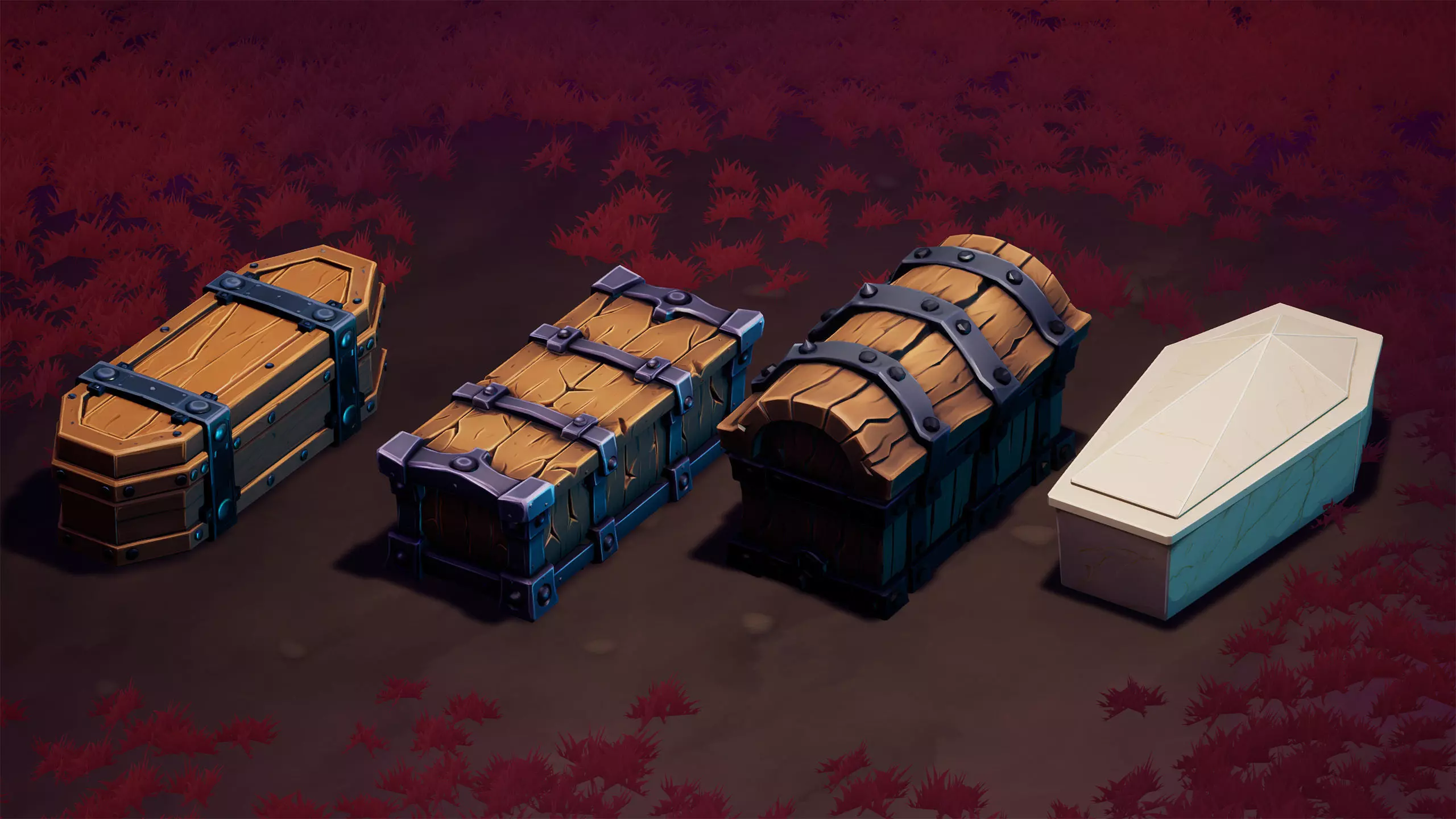 48 Stylized Coffin Pack - Lowpoly and Gameready - FBX and UE Low-poly 3D model_13