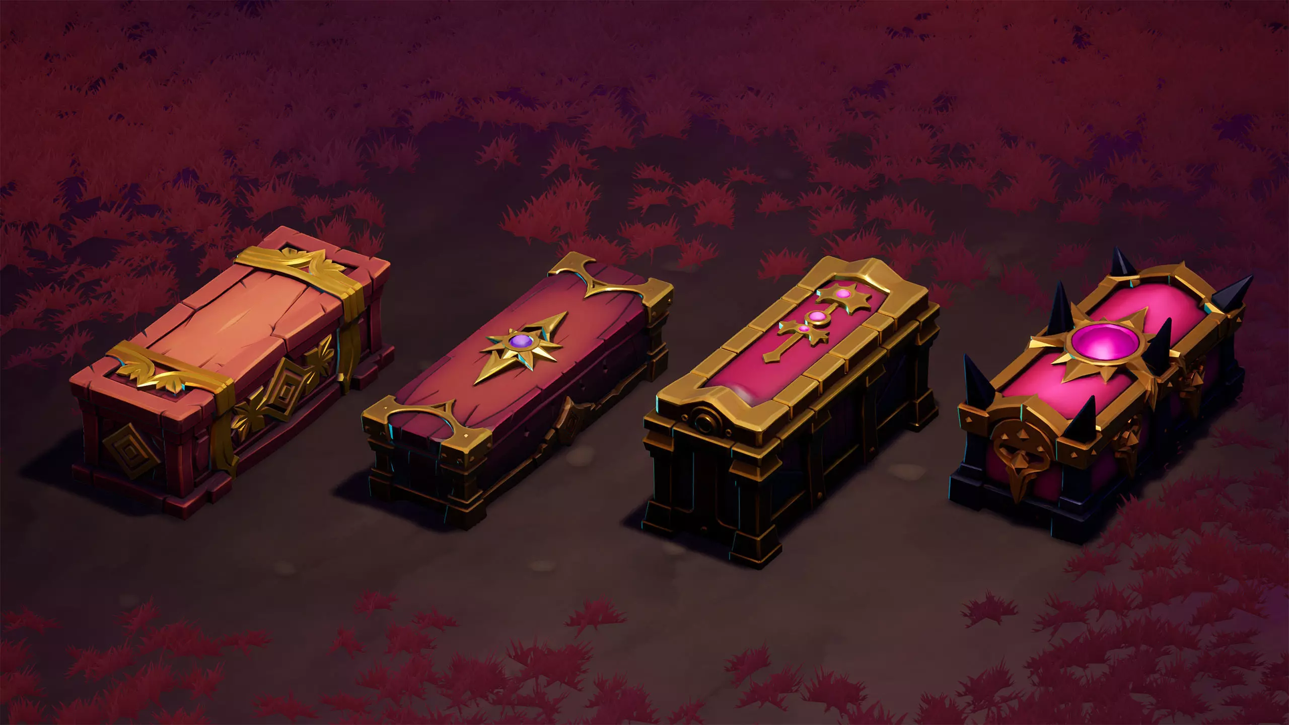 48 Stylized Coffin Pack - Lowpoly and Gameready - FBX and UE Low-poly 3D model_1