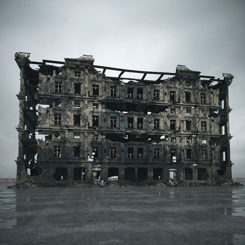 destroyed building 103 am165 3D model_1
