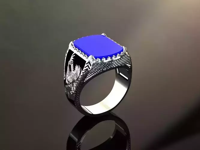 Onix Tasli Kartal Figurlu Erkek Yuzugu