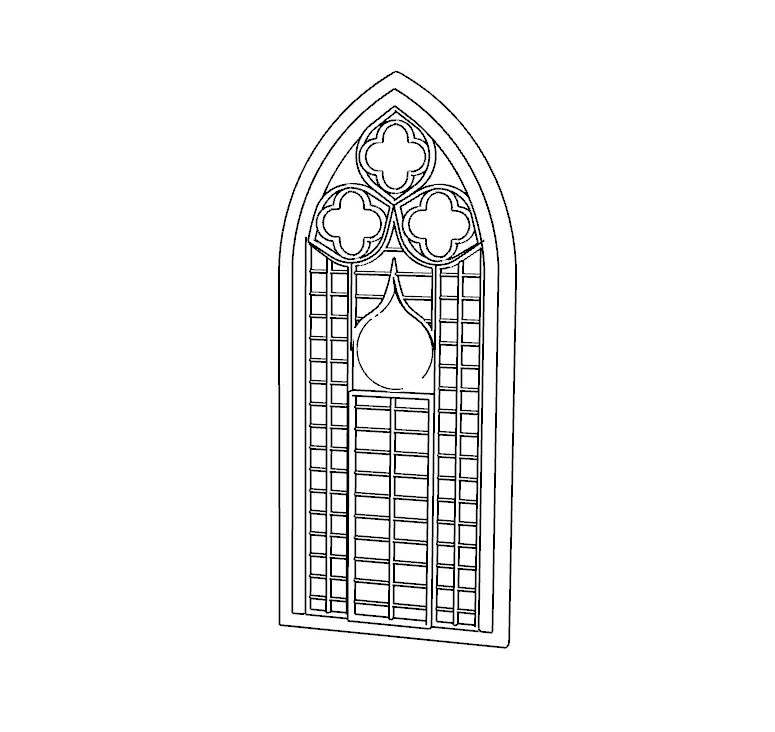 Gothic Stone Window 3D Model 3D model_3