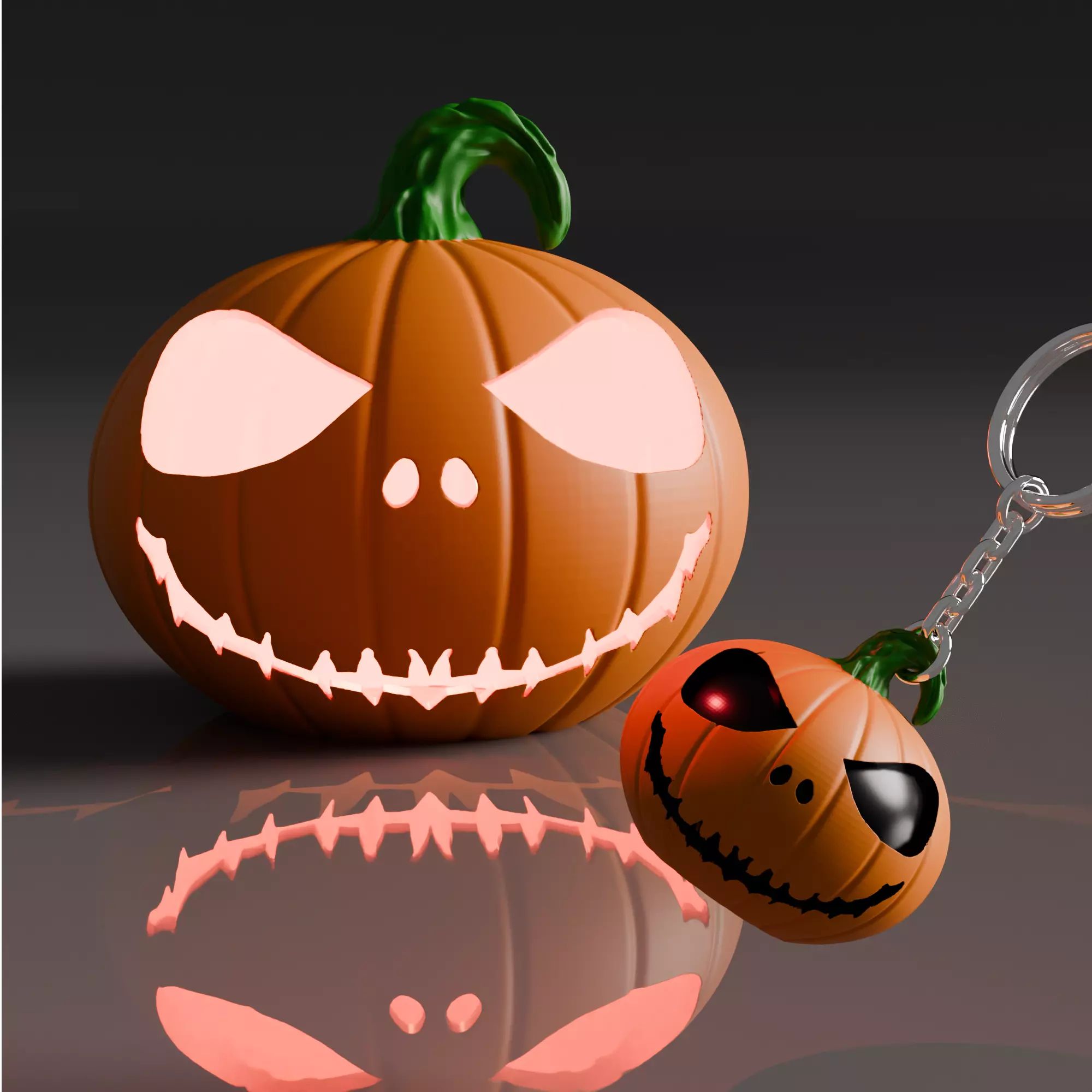 Halloween Jack O Lantern Pumpkin and Keychain 3D print model_1