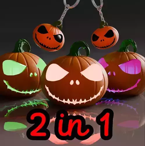 Halloween Jack O Lantern Pumpkin and Keychain 3D print model