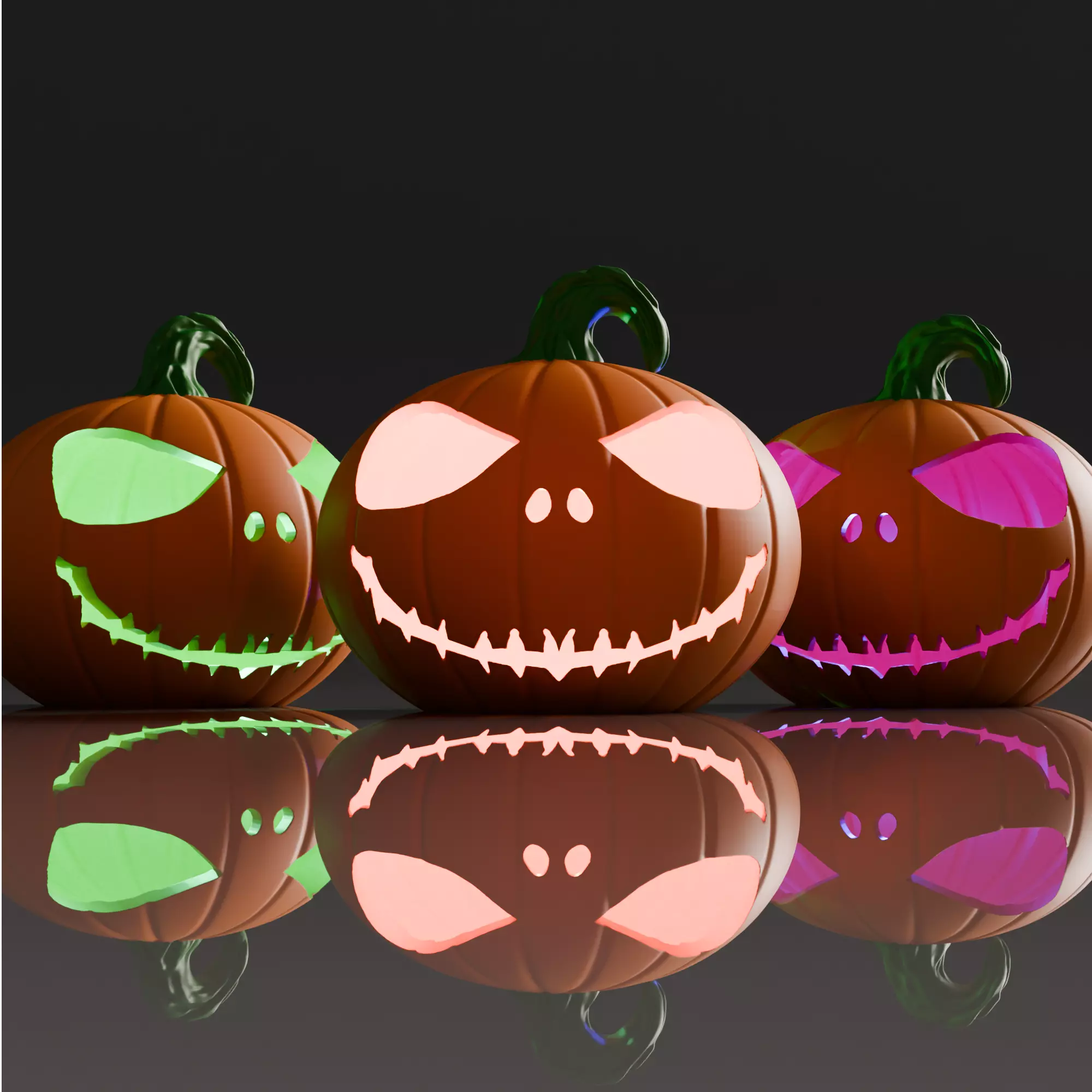 Halloween Jack O Lantern Pumpkin and Keychain 3D print model_3