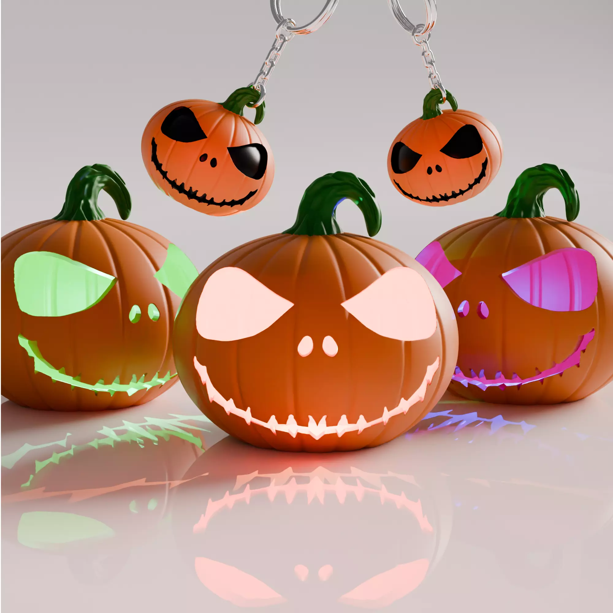 Halloween Jack O Lantern Pumpkin and Keychain 3D print model_6