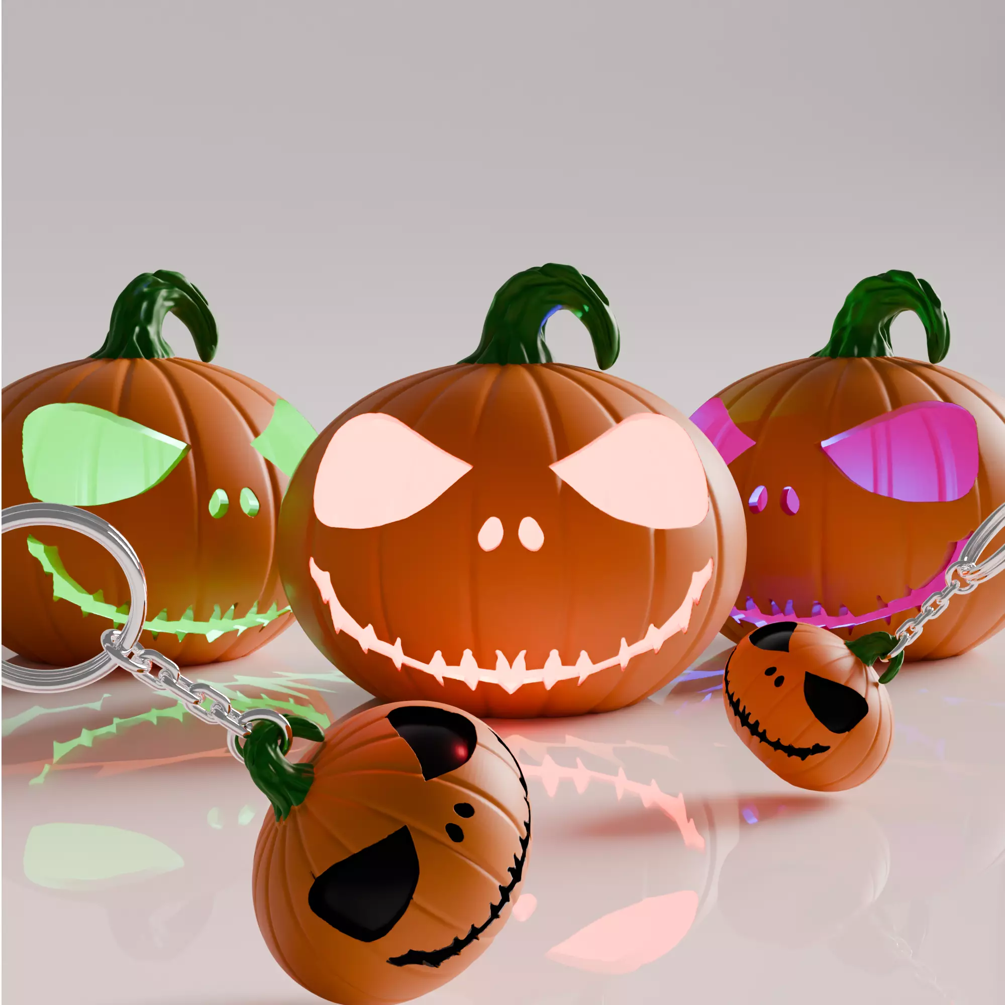 Halloween Jack O Lantern Pumpkin and Keychain 3D print model_7
