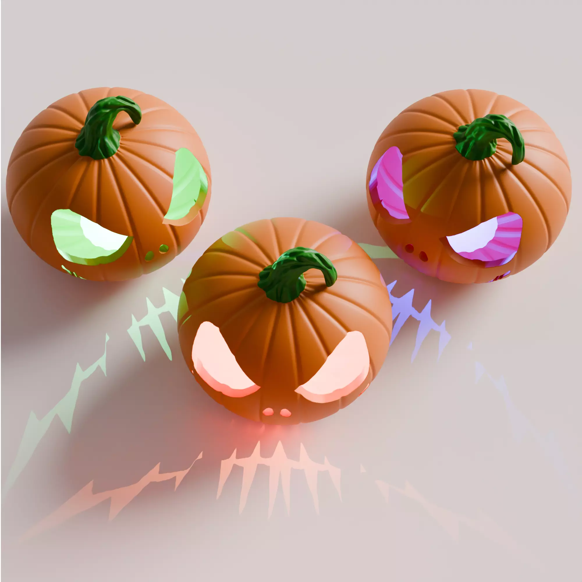 Halloween Jack O Lantern Pumpkin and Keychain 3D print model_2