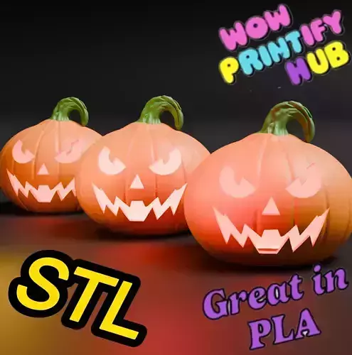 Pumpkin Jack O Lantern STL File 3D print model