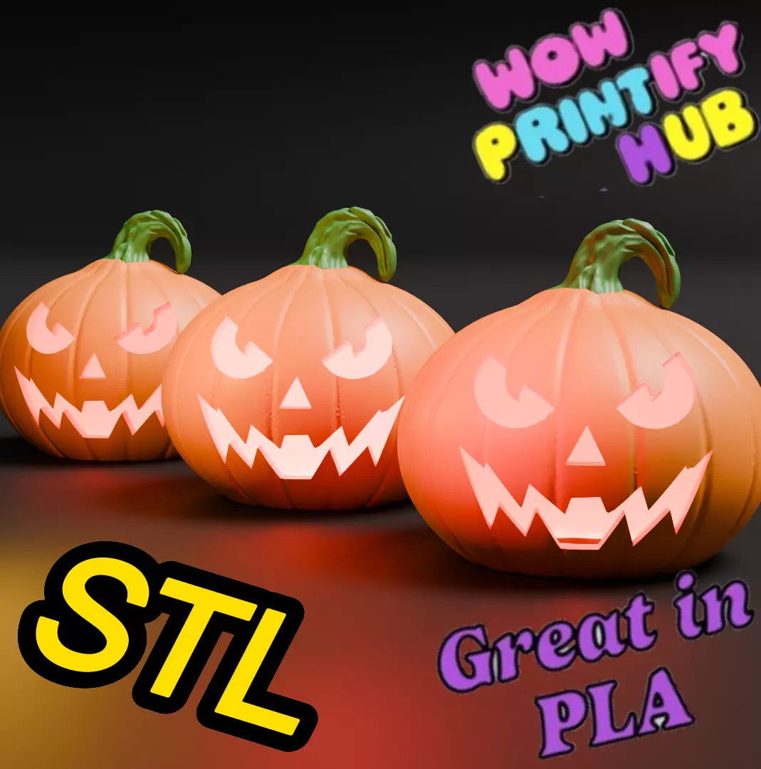 Pumpkin Jack O Lantern STL File 3D print model_0