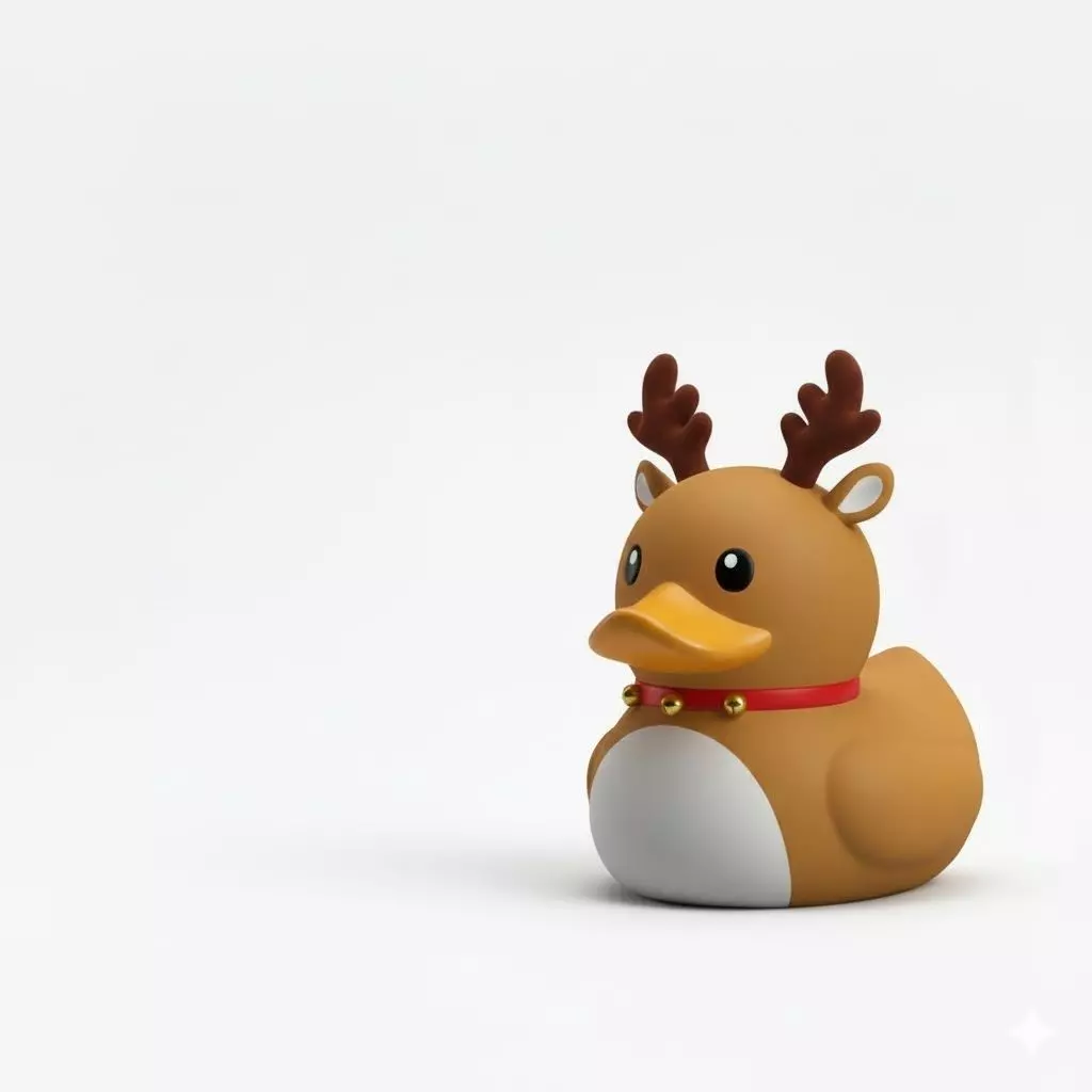 Christmas Rubber Duckies Santa Claus and Reindeer Low-poly 3D model_4