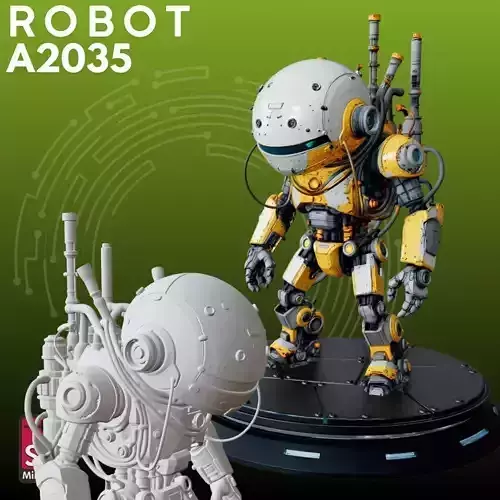 Futuristic Robot STL Detailed 3D Model