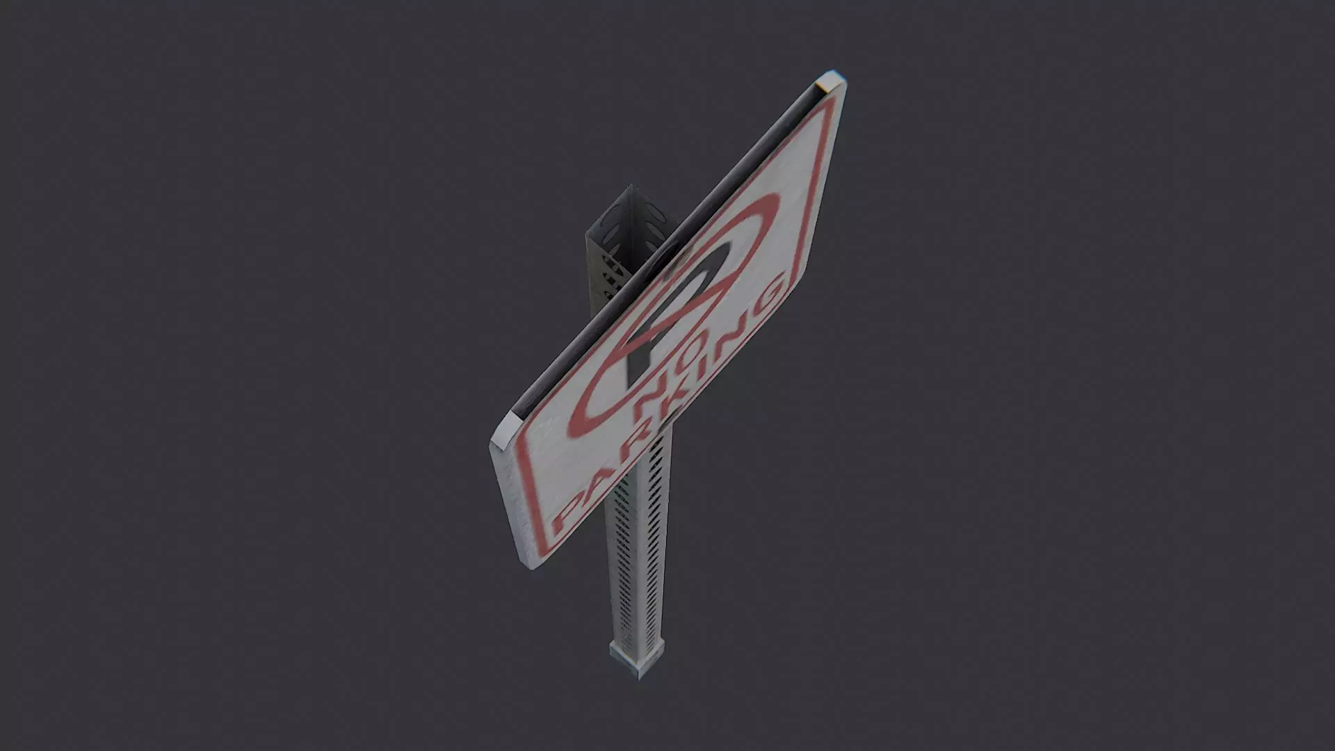 No Parking Street Sign Low-poly 3D model_4
