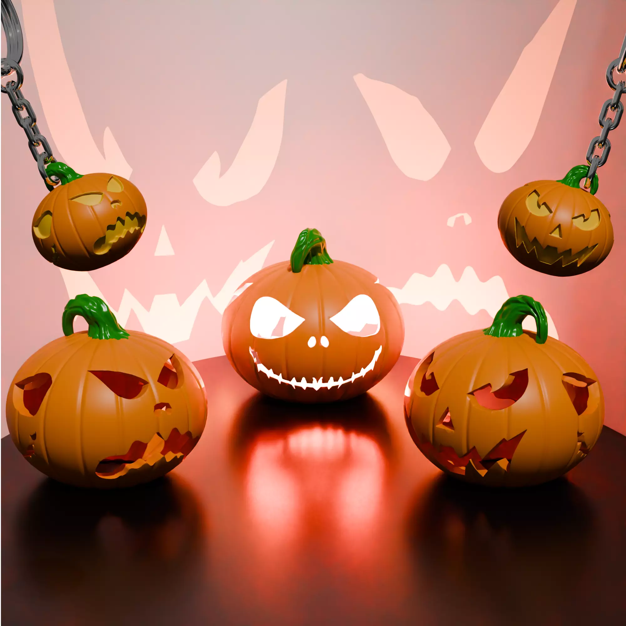 3 Face Pumpkin STL Halloween Jack-O-Lantern 3D Model 3D print model_1