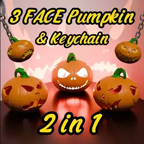 3 Face Pumpkin STL Halloween Jack-O-Lantern 3D Model 3D print model 3 Face Pumpkin STL Halloween Jack-O-Lantern 3D Model 3D print model