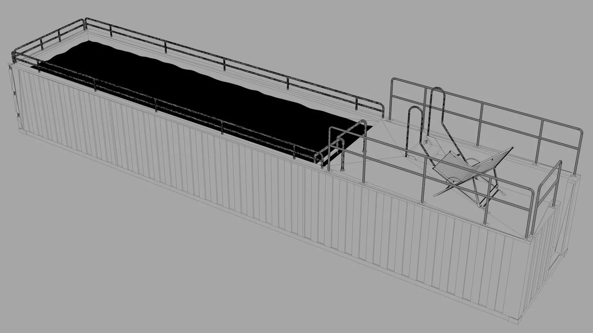 Container Swimming Pool Low-poly 3D model_11