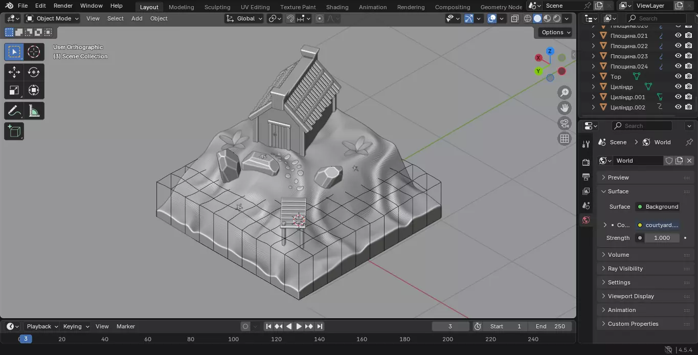 Beach house Low-poly 3D model_2