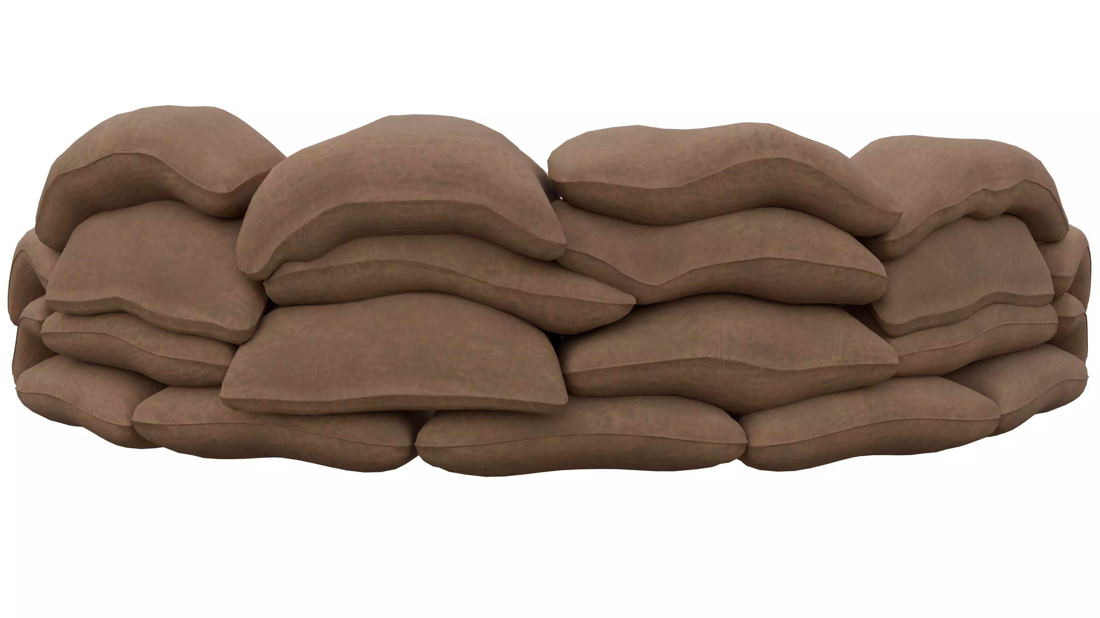 Sand Bag Wall Low-poly 3D model_4