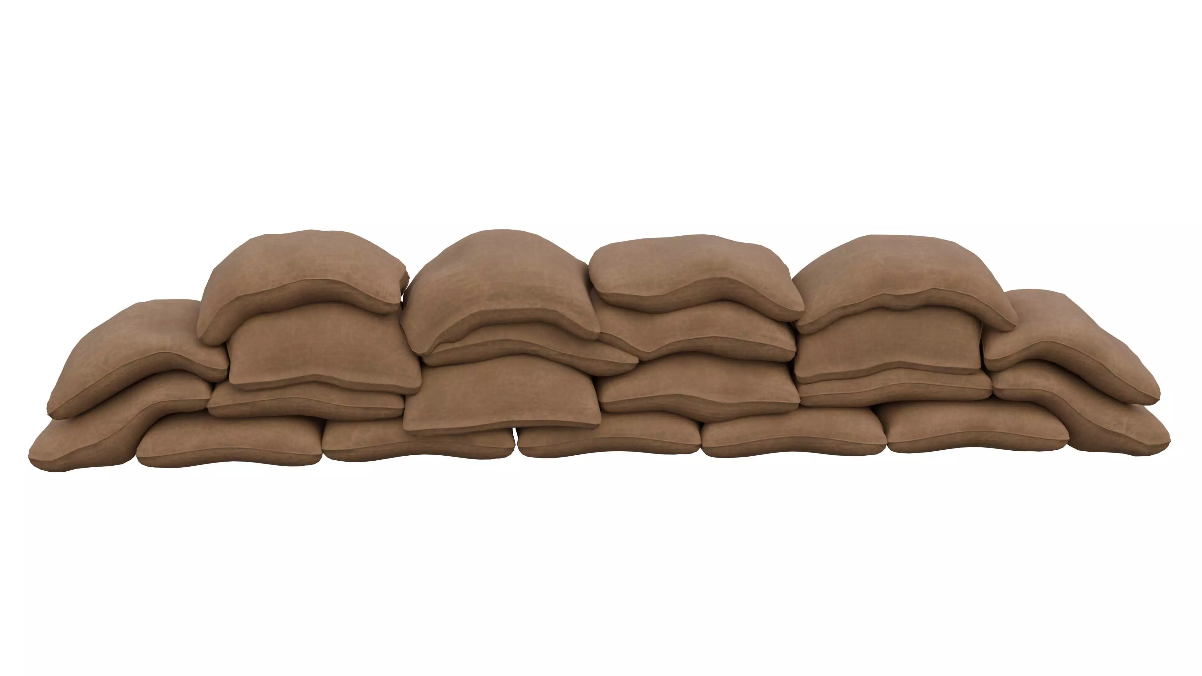 Sand Bag Wall Low-poly 3D model_2