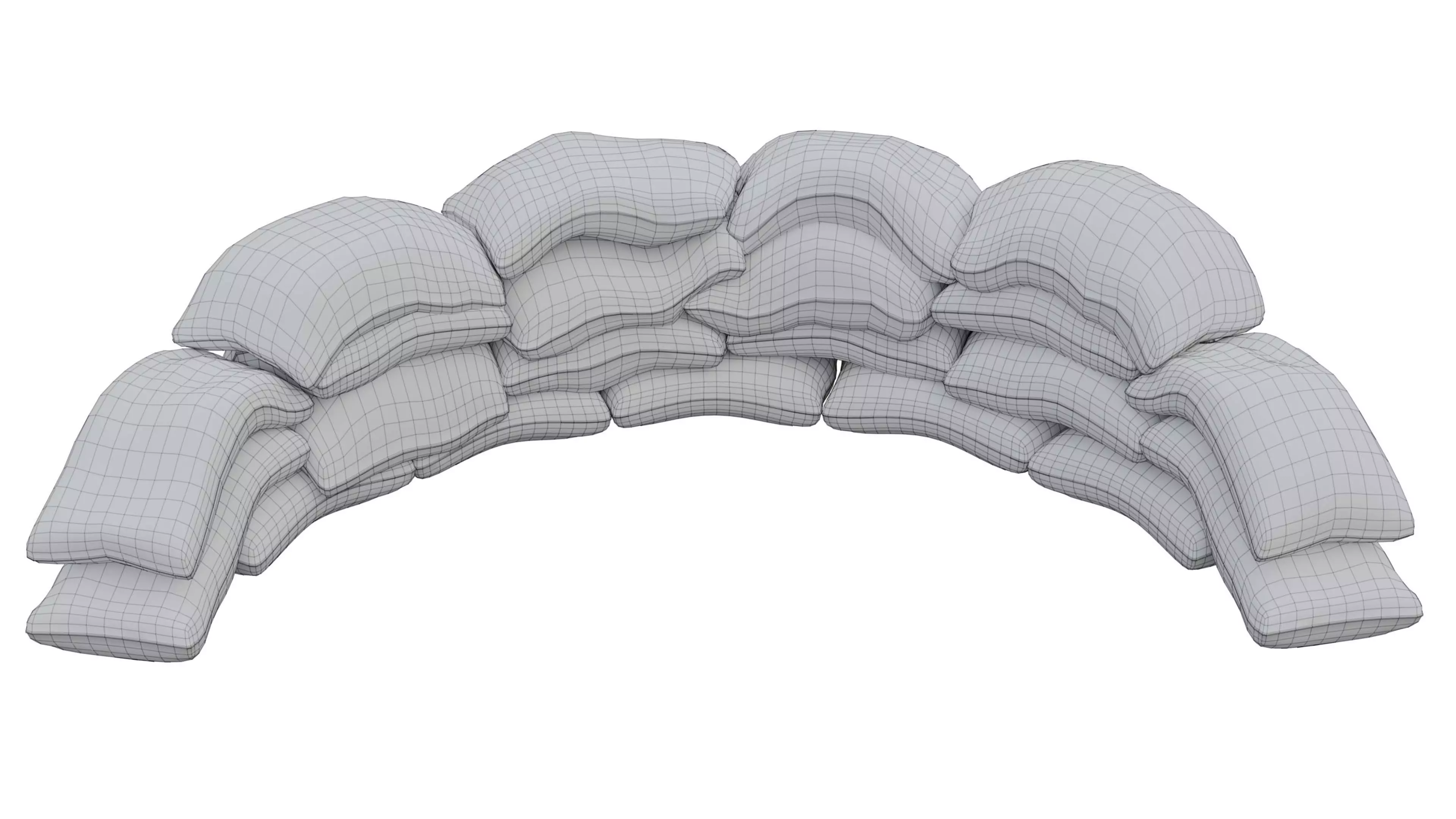 Sand Bag Wall Low-poly 3D model_5