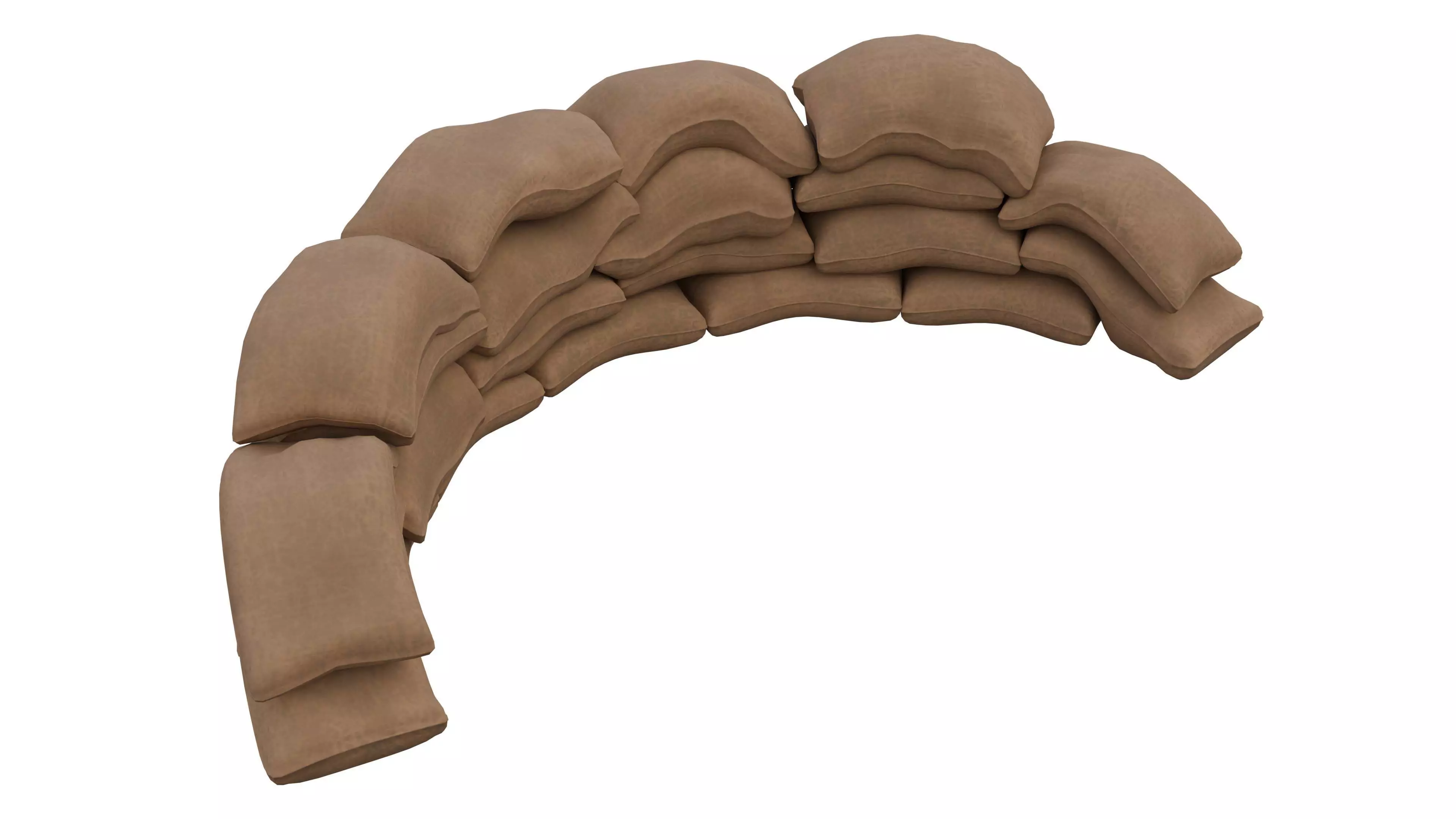 Sand Bag Wall Low-poly 3D model_0