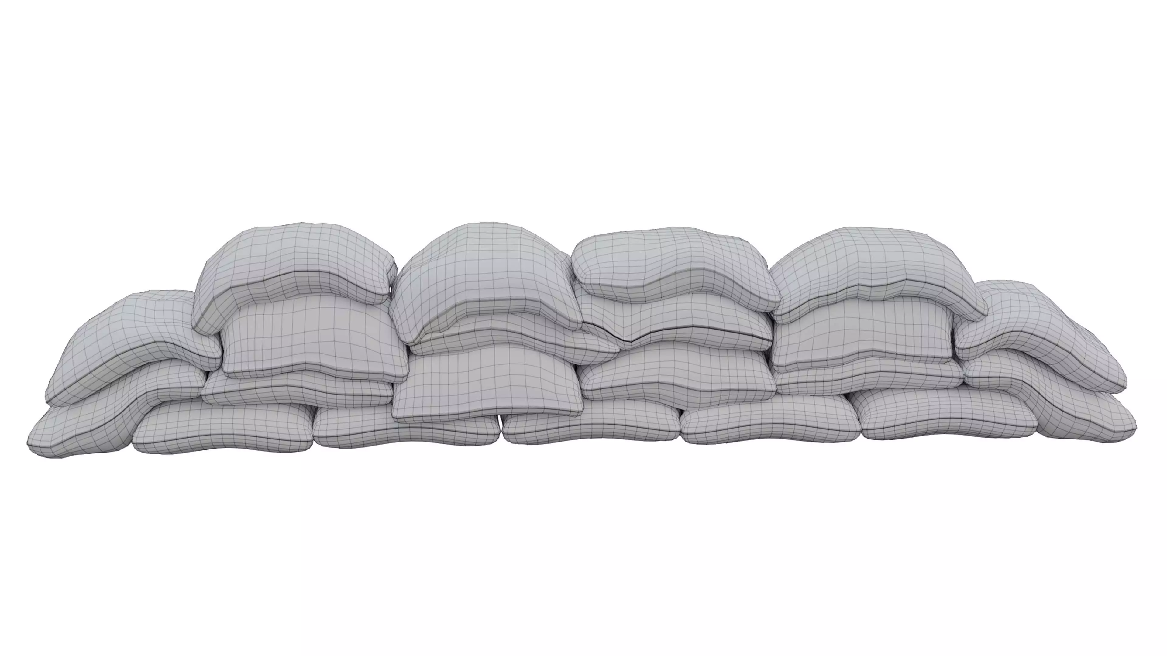 Sand Bag Wall Low-poly 3D model_6