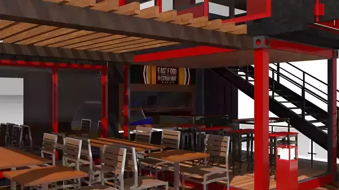 Container Restaurant 3D model 7