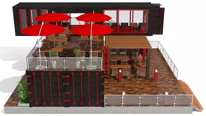 Container Restaurant 3D model 6