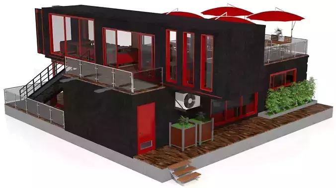 Container Restaurant 3D model 4