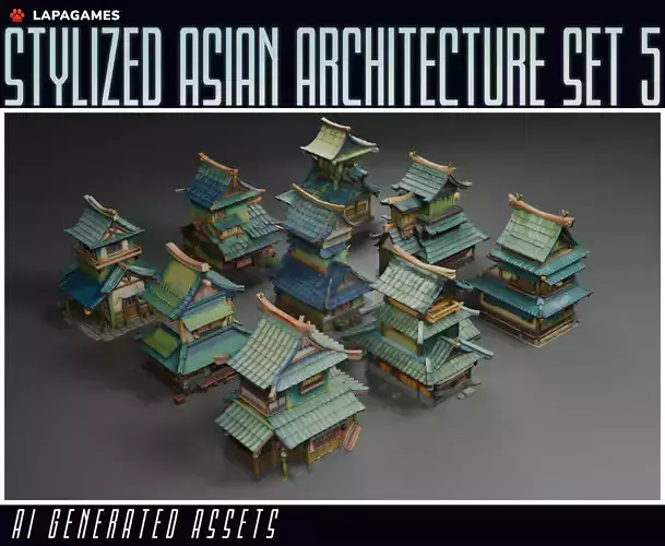 Stylized Asian Architecture Set 5