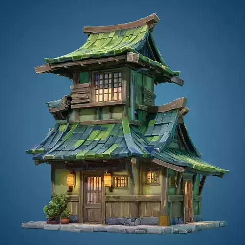 Stylized Asian Architecture Set 5 3D model 2