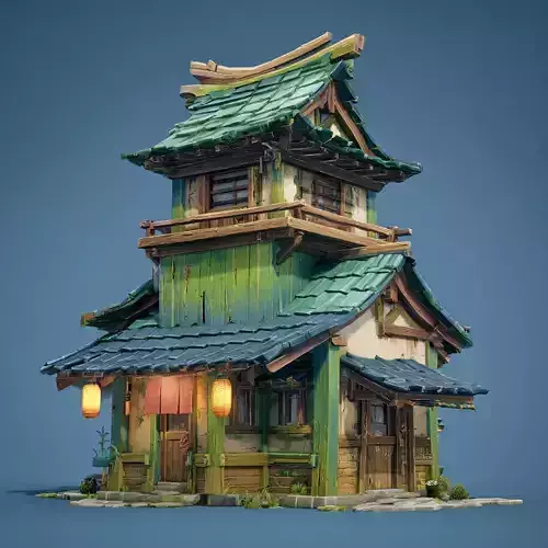 Stylized Asian Architecture Set 5 3D model 4