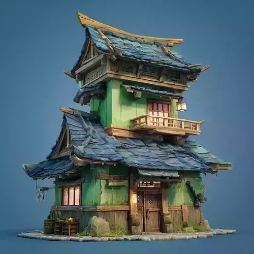 Stylized Asian Architecture Set 5 3D model 6