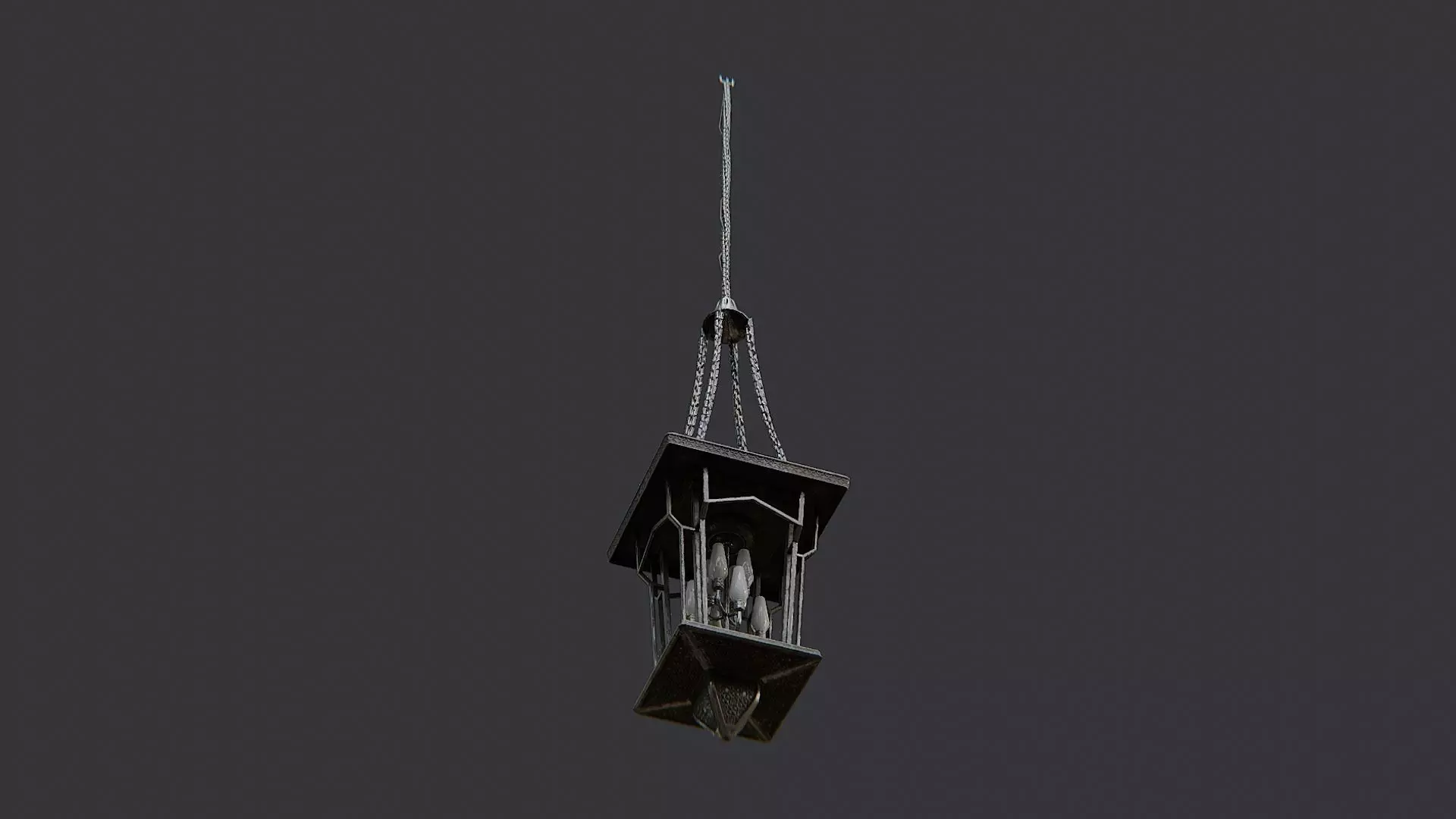 Industrial Pendant Chandelier Fixture Low-poly 3D model_5