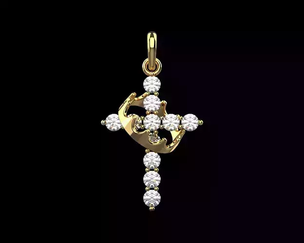 Cross with Crown Pendant N240