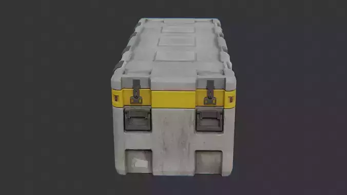 Military Storage Crate with Yellow Stripes