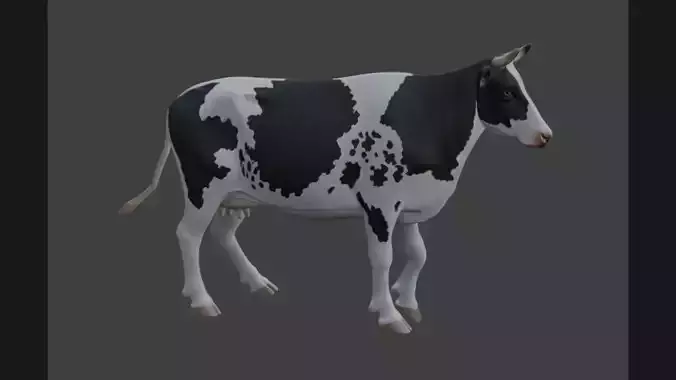 Rigged Holstein Friesian Cow 3D Model