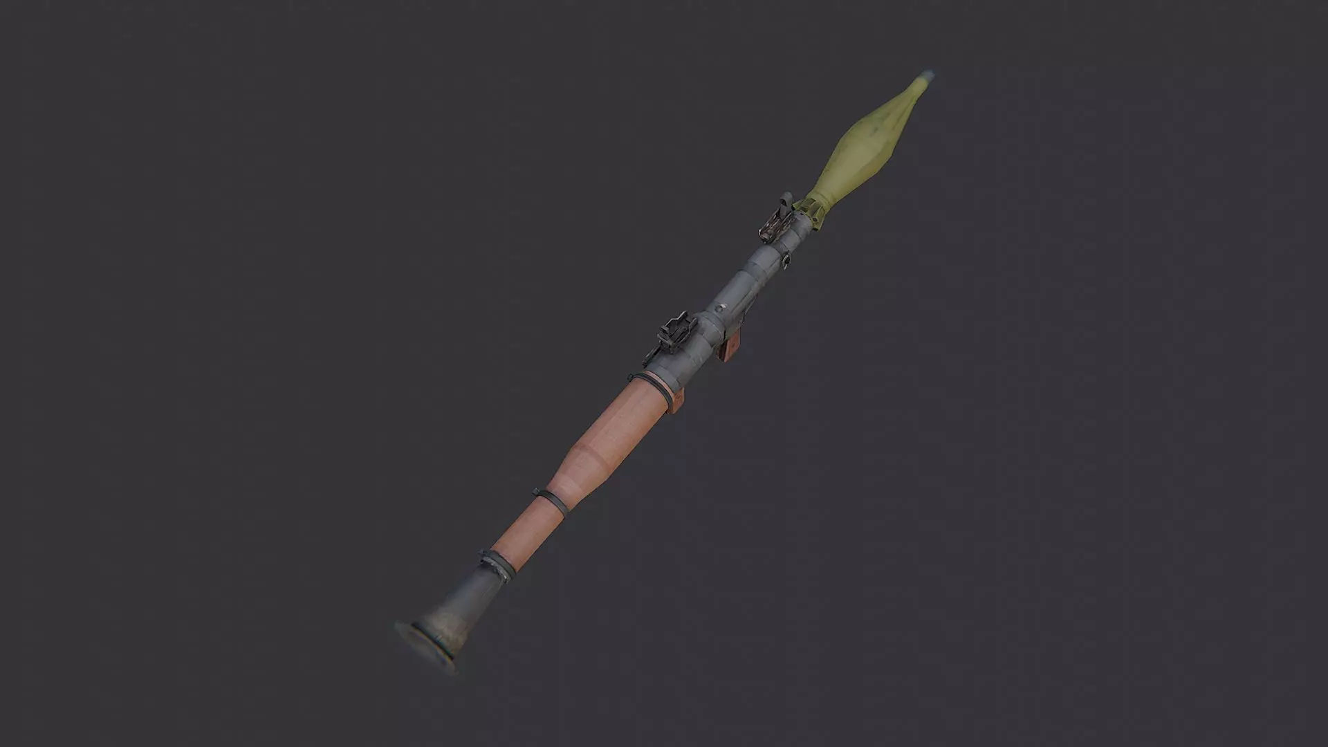 Long barrel rifle prop with wooden stock Low-poly 3D model_4