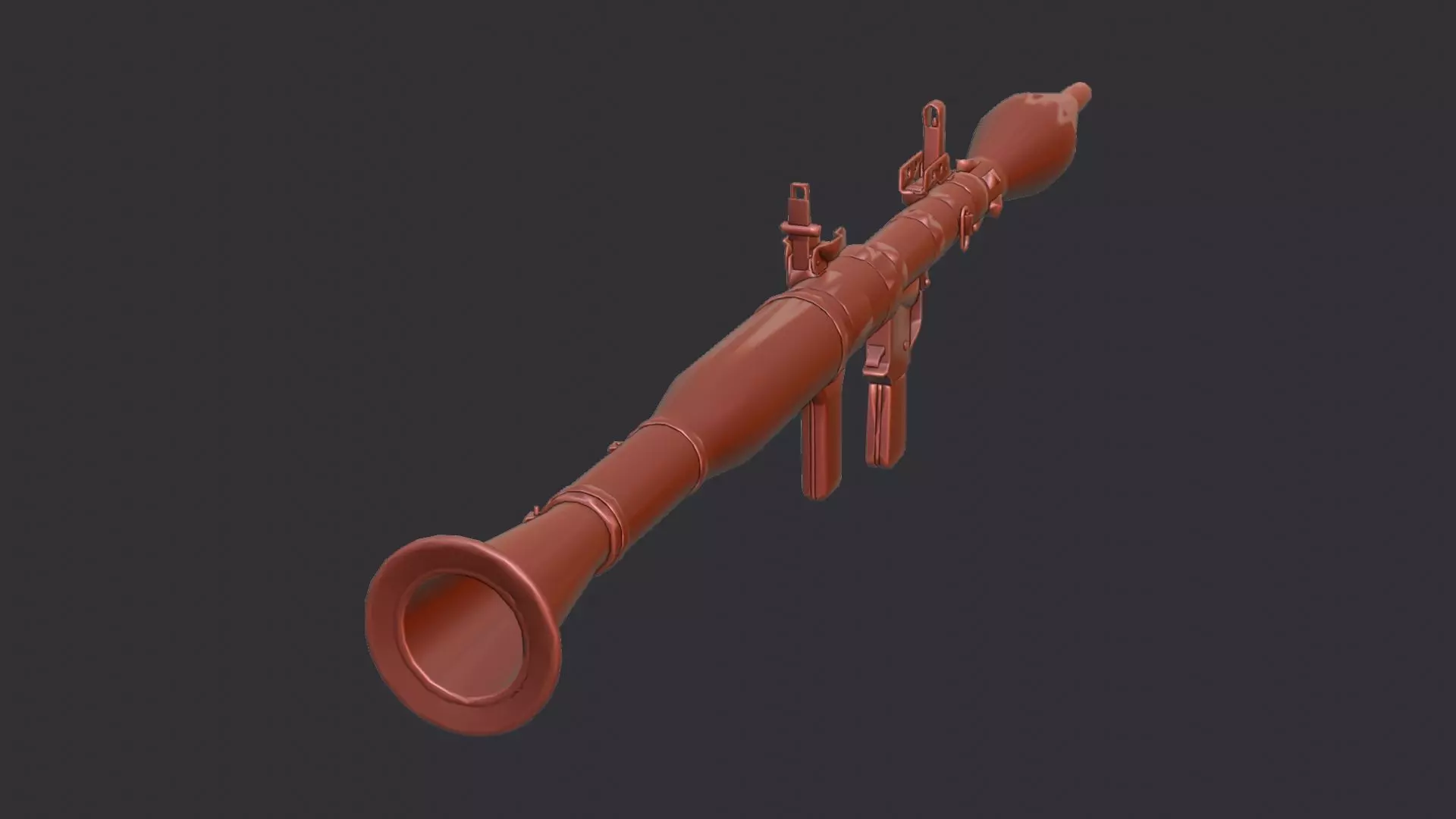 Long barrel rifle prop with wooden stock Low-poly 3D model_6