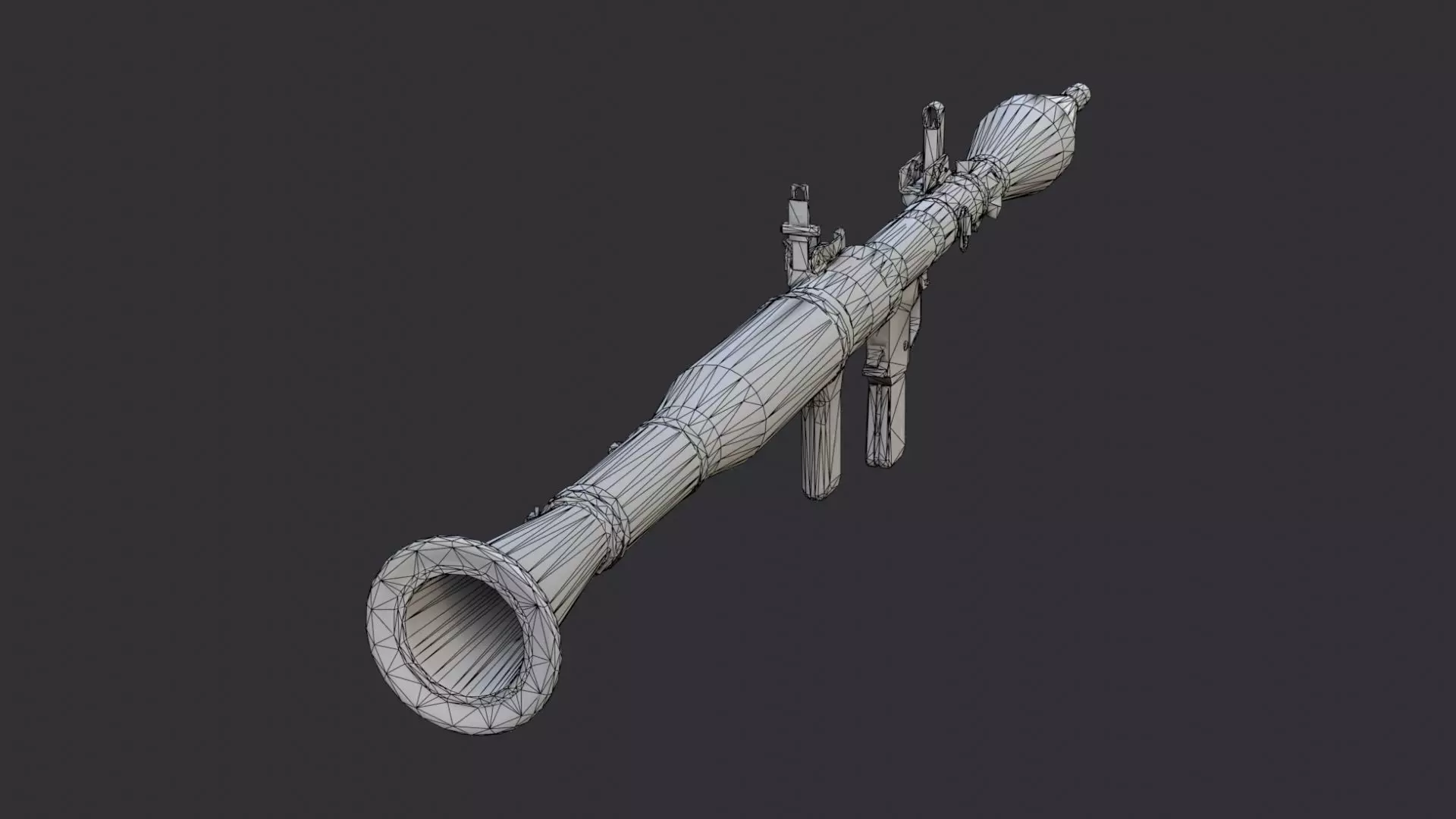 Long barrel rifle prop with wooden stock Low-poly 3D model_7