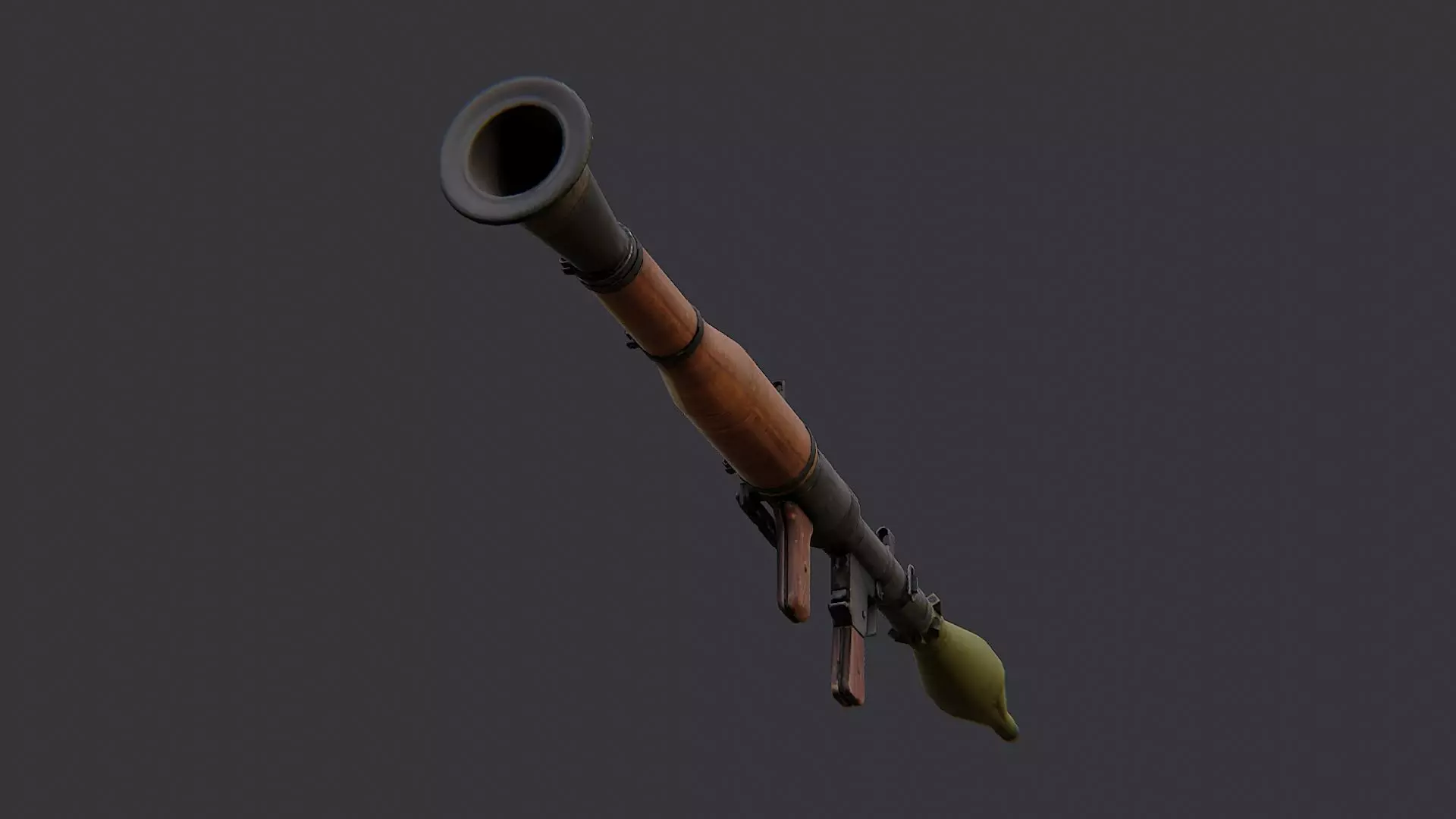 Long barrel rifle prop with wooden stock Low-poly 3D model_5