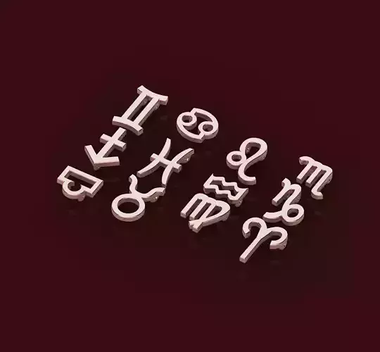 Zodiac Sign Necklace 3D Model  12 Astrology Pendant Collection