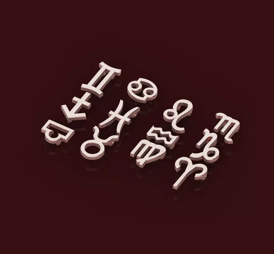 Zodiac Sign Necklace 3D Model 12 Astrology Pendant Collection 3D print model