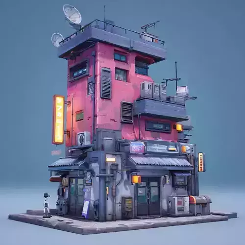 Stylized Asian Architecture Set 6 3D model 4